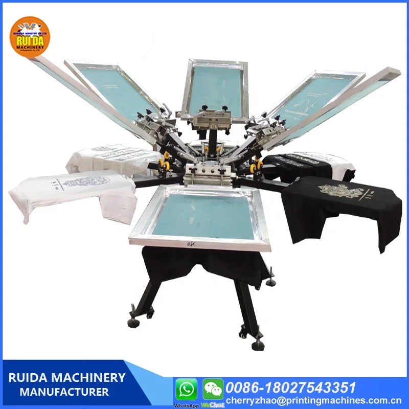 6 Color 6 Station Screen Printing Machine Flash Dryer Exposure Machine