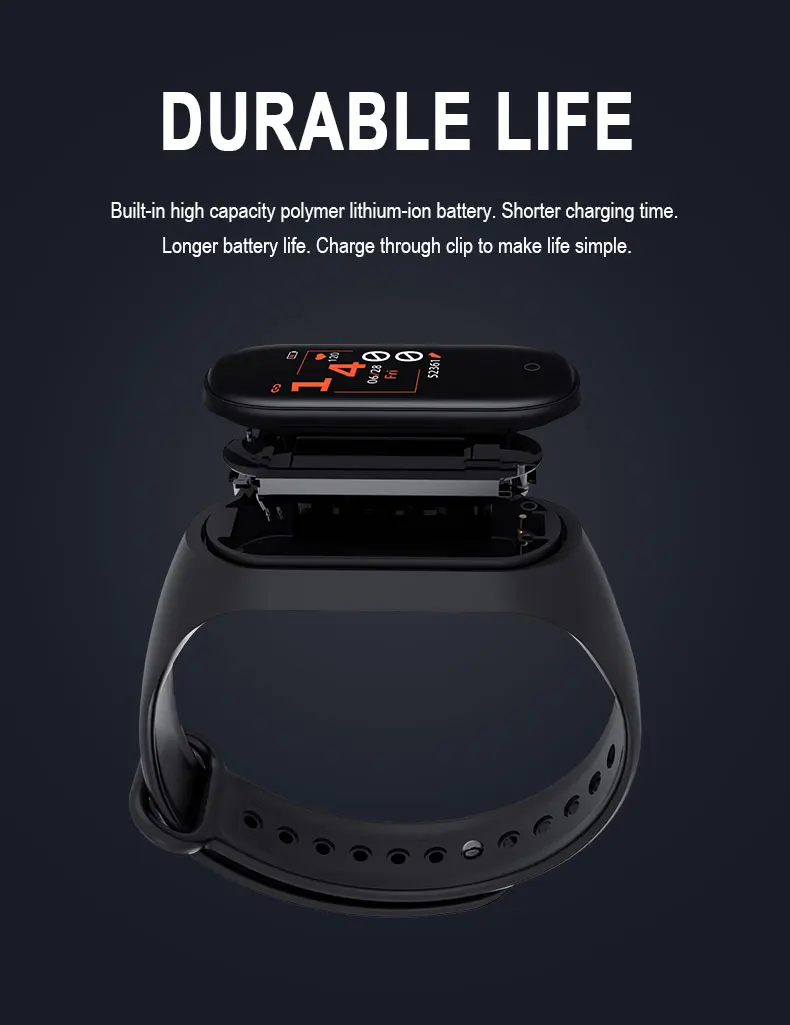 Smart Heart Rate Fitness band watch smart fitness bright light smart bandm4 band