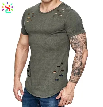 Custom Mens Distressed T Shirts Blank Hipster T Shirts Baggy Tee Scoop ...