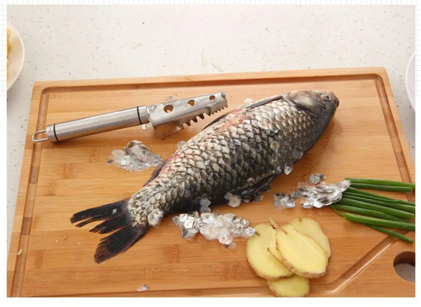 Kitchen Tools Cleaning Fish Skin Stainless Steel Fish Scraper Brush Remover Cleaner Descaler Skinner Scaler Fishing Tools