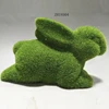 Home decoration cute flocked green easter flocked cemamic rabbit with BSCI certificate