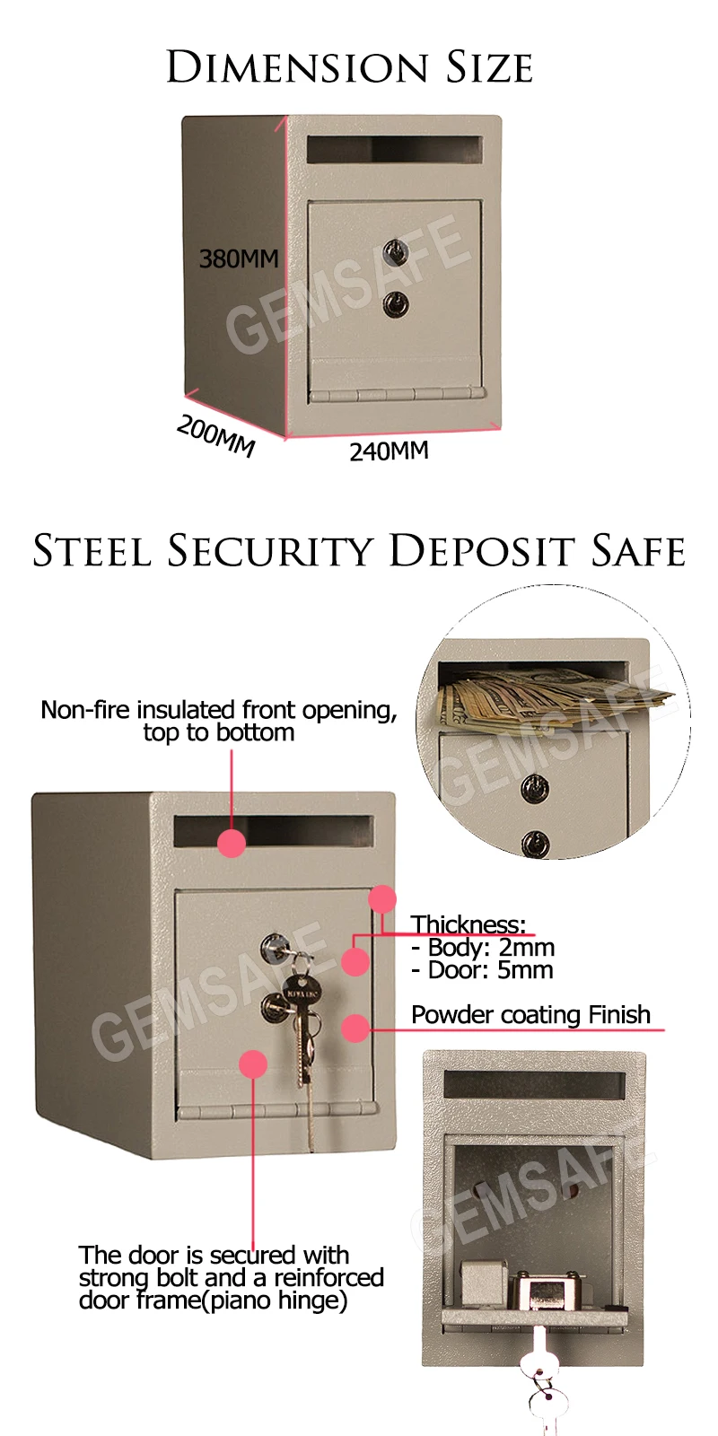 2018 Gemsafe Drop Safe Wall Depository Safe Envelopes Canada For Bar