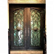 Top qualit&eacute; 72 pouces cintr&eacute;es en fonte porte portes &agrave; double entr&eacute;e en acier pour la maison