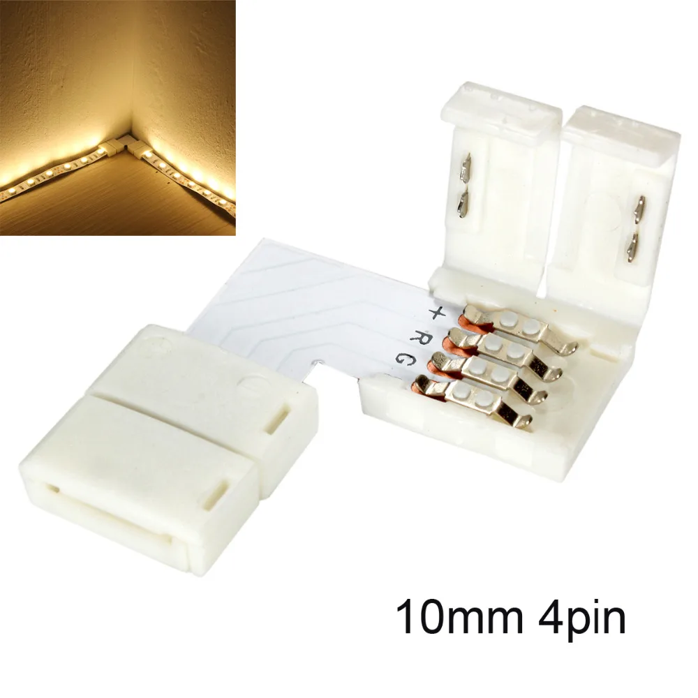 2pin 3pin 4 pin 8mm 10mm L Shape LED Connector For connecting corner right angle 3528 2811 2812 5050 RGB LED Strip