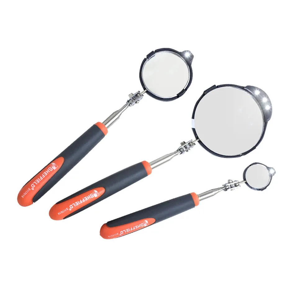 Stainless Steel Telescoping Under Car Inspection Mirror With Led Light