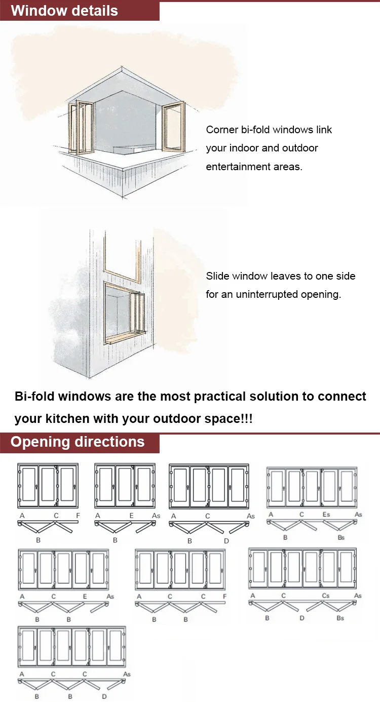 Malaysia Aluminium Glass Folding Window Folding Doors Factory Price