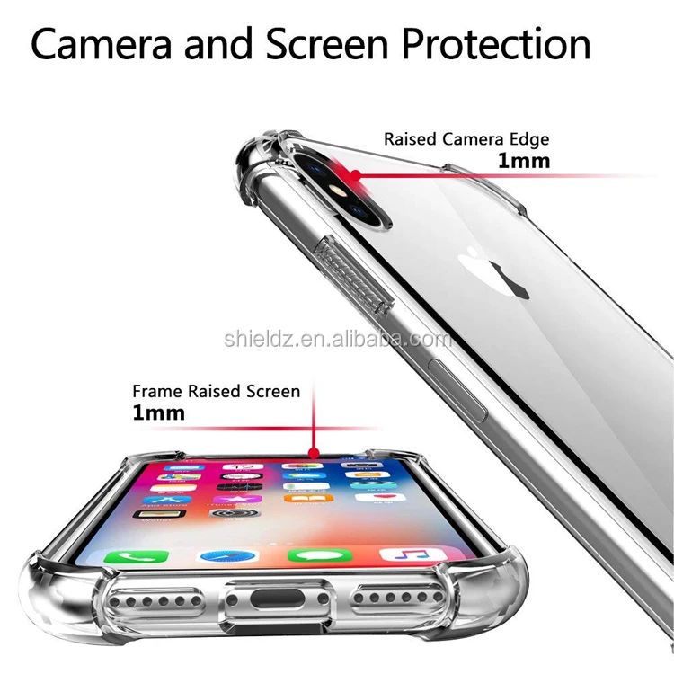 For iPhone X/XS Case Clear Bumper, TPU PC Clear Case For iPhone X/XS, Clear For iPhone xs Case 4 Corners Shock Absorption PC