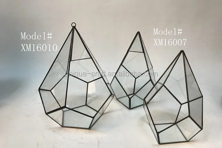 Black Silver Gold Polyhedron Prism Glass Geometric Terrarium Wholesale for Succulent Air Plant Flower Pot Use