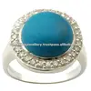 925 sterling silver turquoise ring, Silver gemstone ring, Cz with gemstone ring supplier