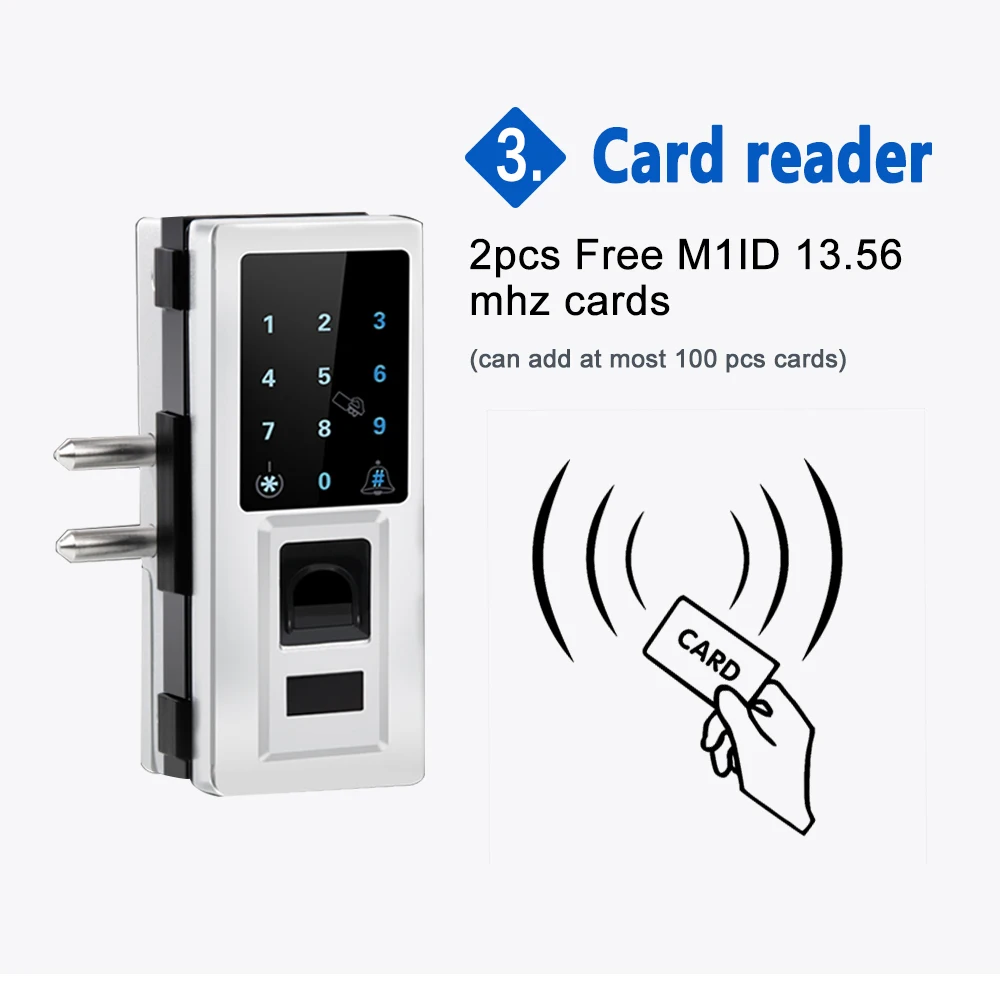 Smart Office Entrance System Remote Control Password Fingerprint Biometric Glass Door Lock