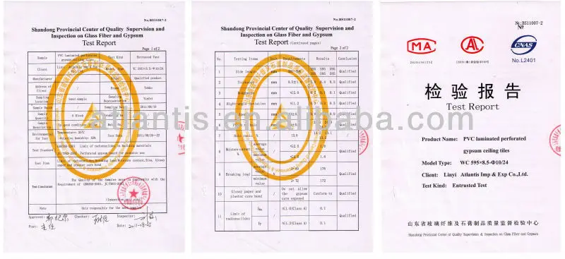PVC laminated gypsum ceiling tile