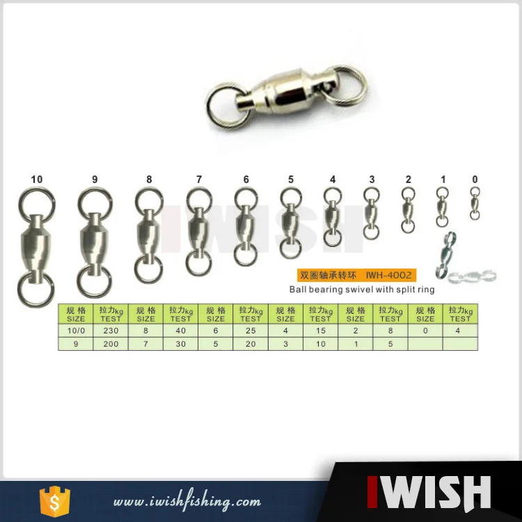 Wholesale Fishing Tackle Ball Bearing Swivel With Split Ring Heavy Duty ...