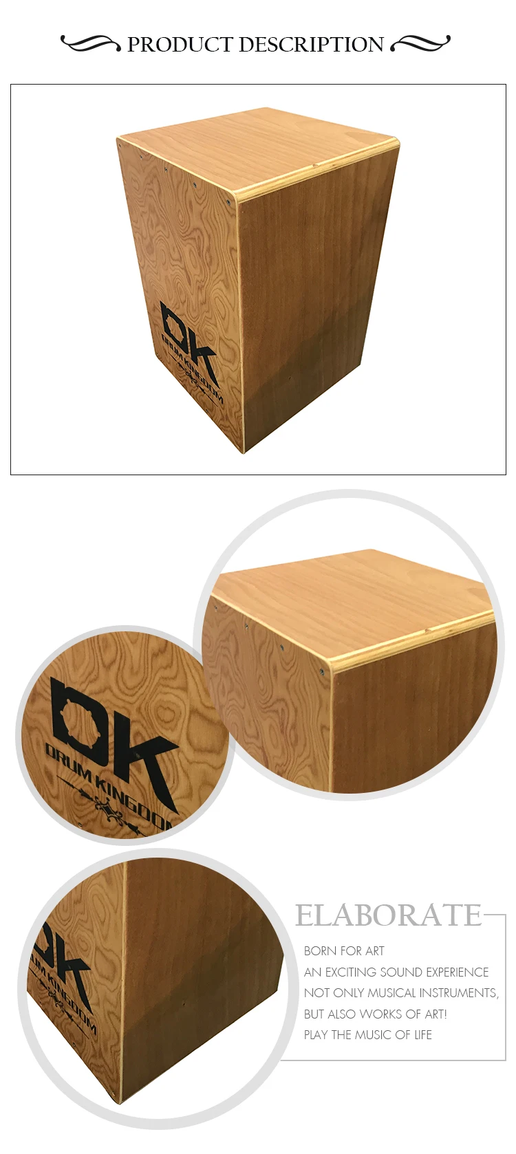 Dependable Performance Wooden Cajon Percussion Instrument Box Price