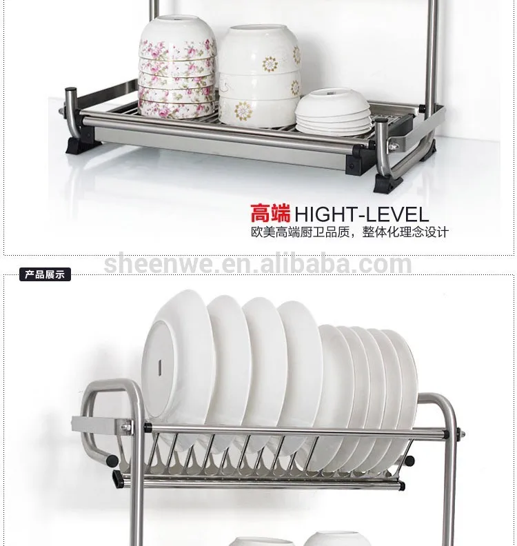 De aceroinoxidable cocina estante para platos/2 platos de nivel de