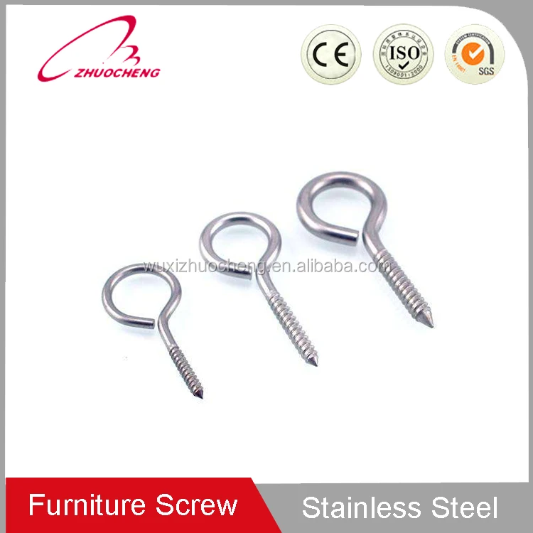 China Custom 45mm M8 M10 Small 316 Open Eyes Hook Screw DIN580 Metal  Stainless Steel Self Tapping Sheep Eye Screws - China Eye Hook Bolt, Wall Hook  Screw