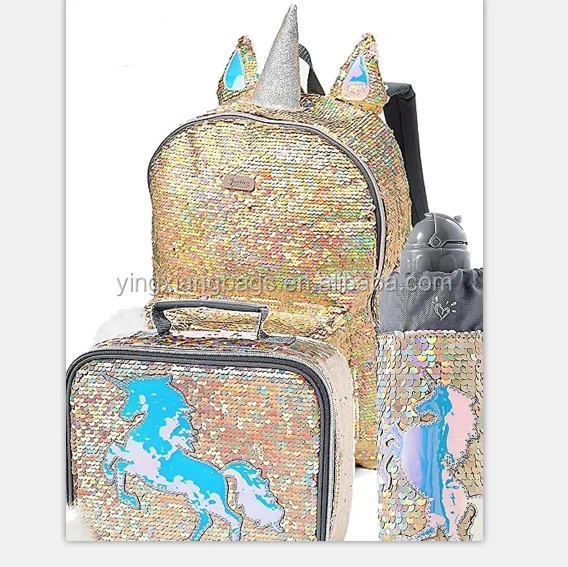 Justice Sequin Unicorn Initial School Backpack and/or Lunch Box G H J K O S  T