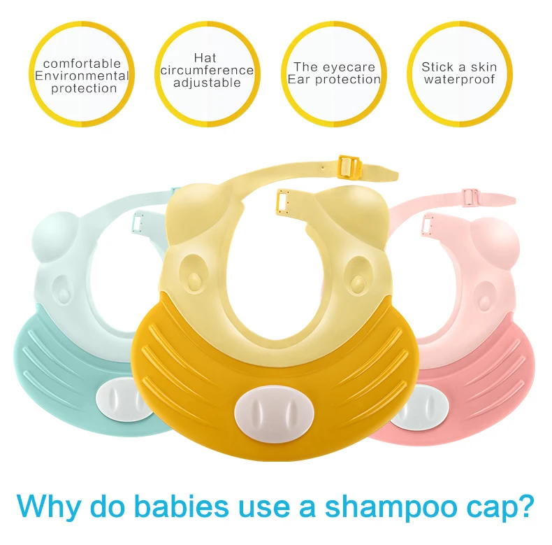 Casquette de bain pour enfants, protection oculaire en plastique, ajustable, shampoing, casquette de douche pour bébé