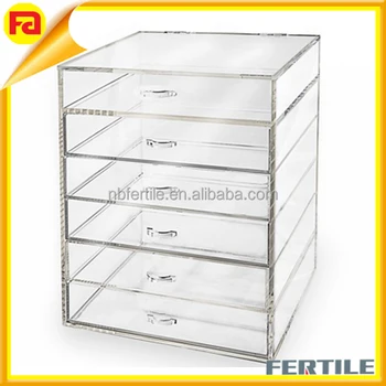 Large 6 Drawers Clear Acrylic Cosmetic Display Makeup Organiser