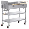 Stainless Steel Charcoal BBQ Grill / Coal Rotisserie Spit / Barbecue Trolley