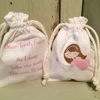 Double drawstring pink cotton tooth fairy kit with bag