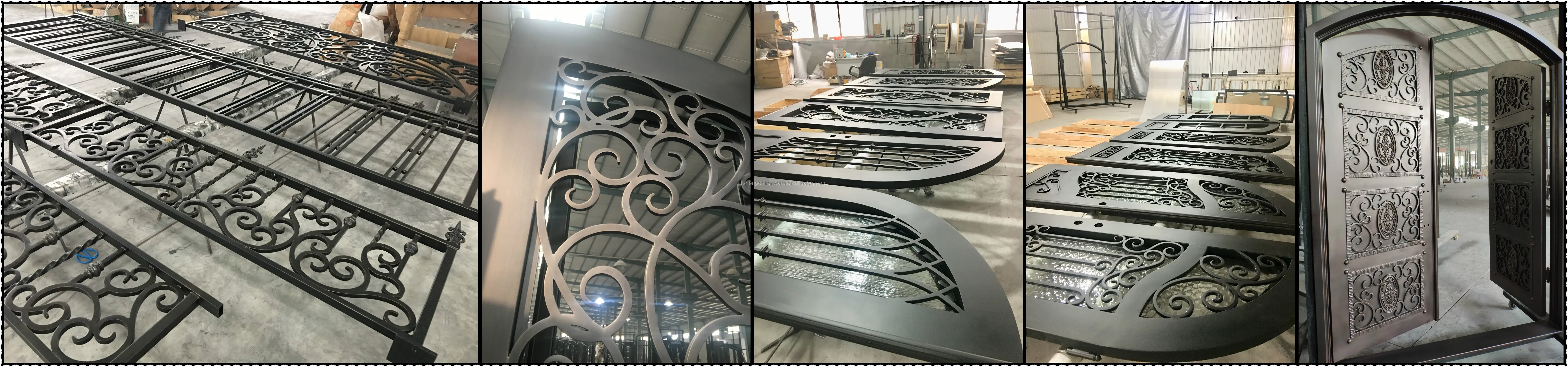 Modern Design 12 Gauge Steel Wrought Iron Safety Door with Open Window Fly Screen