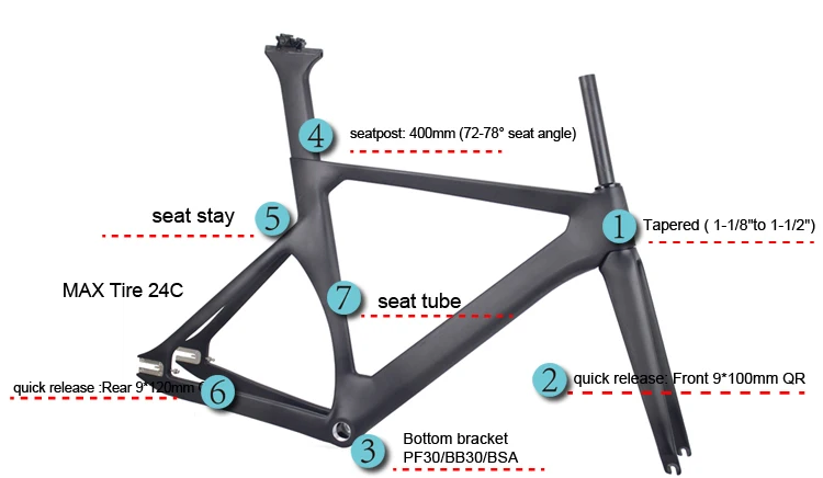 Sale Chinese Fixed Gear 700c carbon fiber track carbon bike frame TR011 0