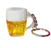 Acrylic cup beer keychain without liquid keychains dummy beer keyrings