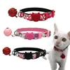 Bay removable bow collar with bell and wind print pet collar with safety buckle for cat head