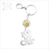 Crystocraft Chrome Plated Crystals Metal Charm Decorated with Crystals from Swarovski Cat Key Charms