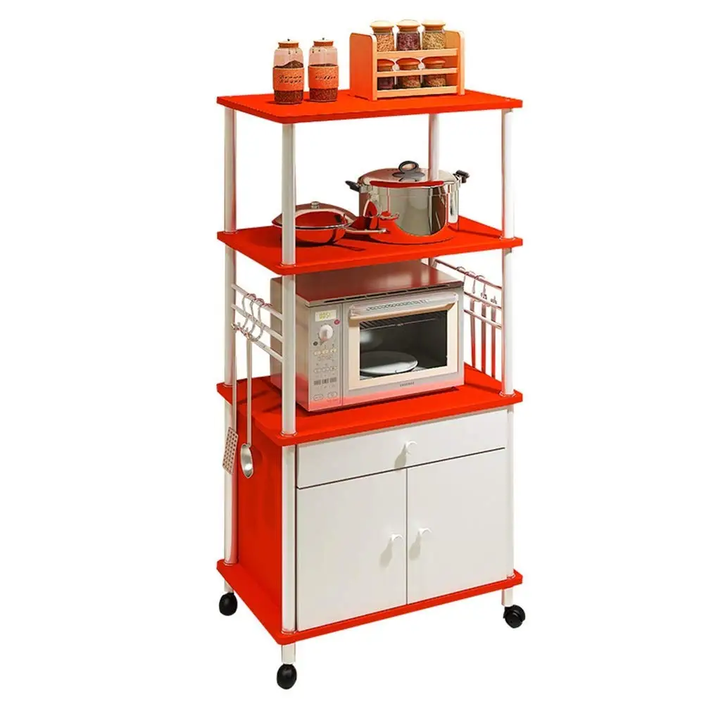 YChoice Rack Decor Creative Kitchen Rack Microwave Oven Shelf Multi-Layer Kitchen appliances Floor Storage Rack Storage Rack (Color : Beige, Size : 3+chouti)