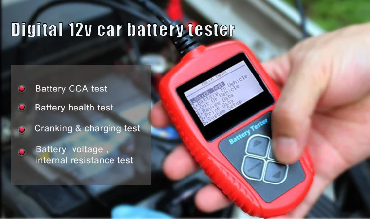 12v battery tester lightweight portable support multi language car motorcycle battery tester