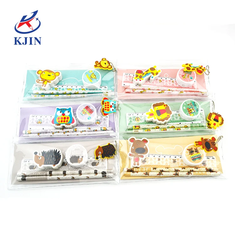 Custom Portable Clear Pvc Pencil Bag Stationery Gift Set For Kids