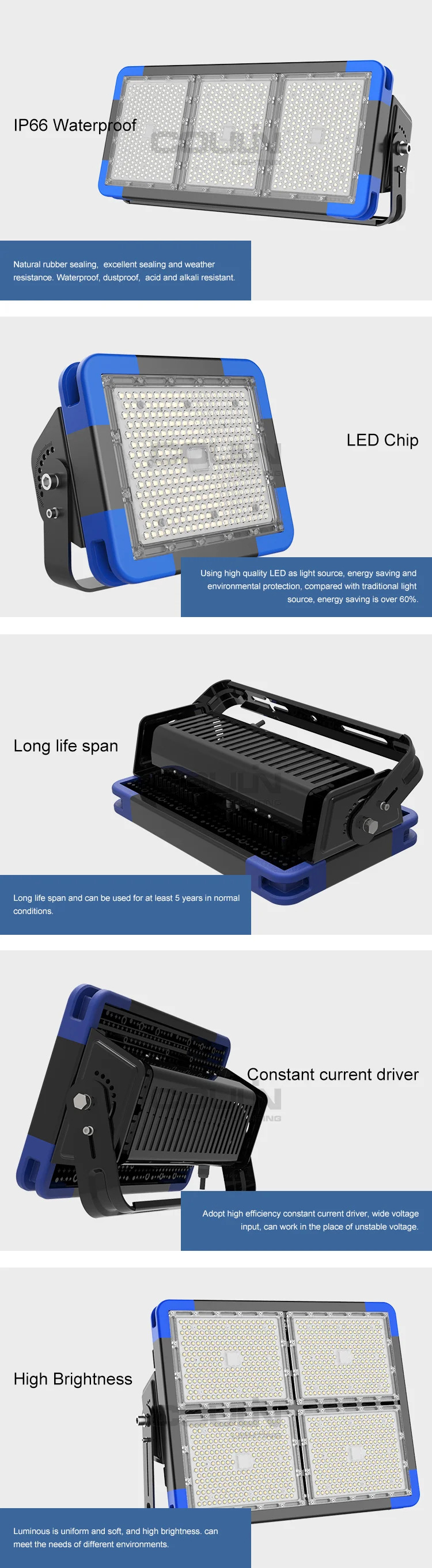 High quality Outdoor IP65 Waterproof driverless 200w 400W 1440W led flood light