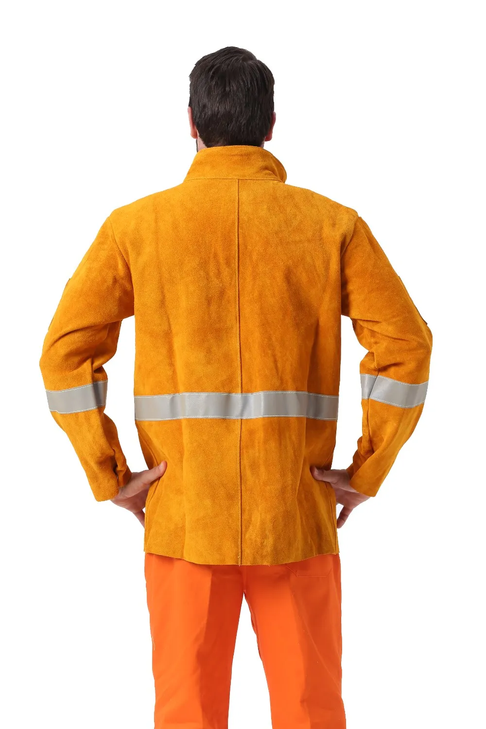 Ap2160 Hivis Safety Leather Welding Jacket And Reflective Safety