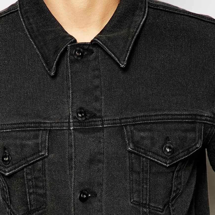 Oem Factory Classic Button Down Plain Wholesale Mens Black Denim Jacket - Buy Wholesale Mens 