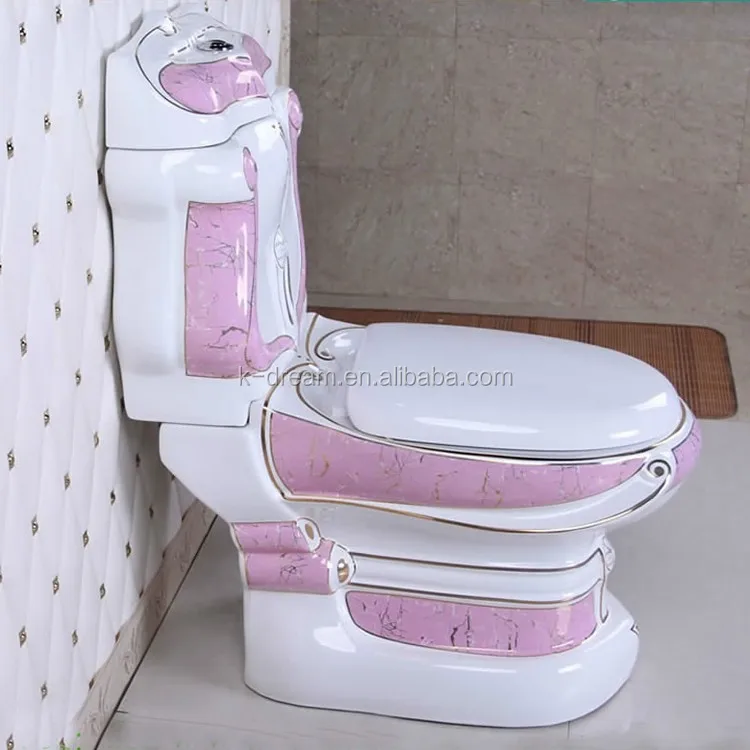 Luxury Sanitary Wares Two Pieces Strap Bathroom Pink Colored Toilets