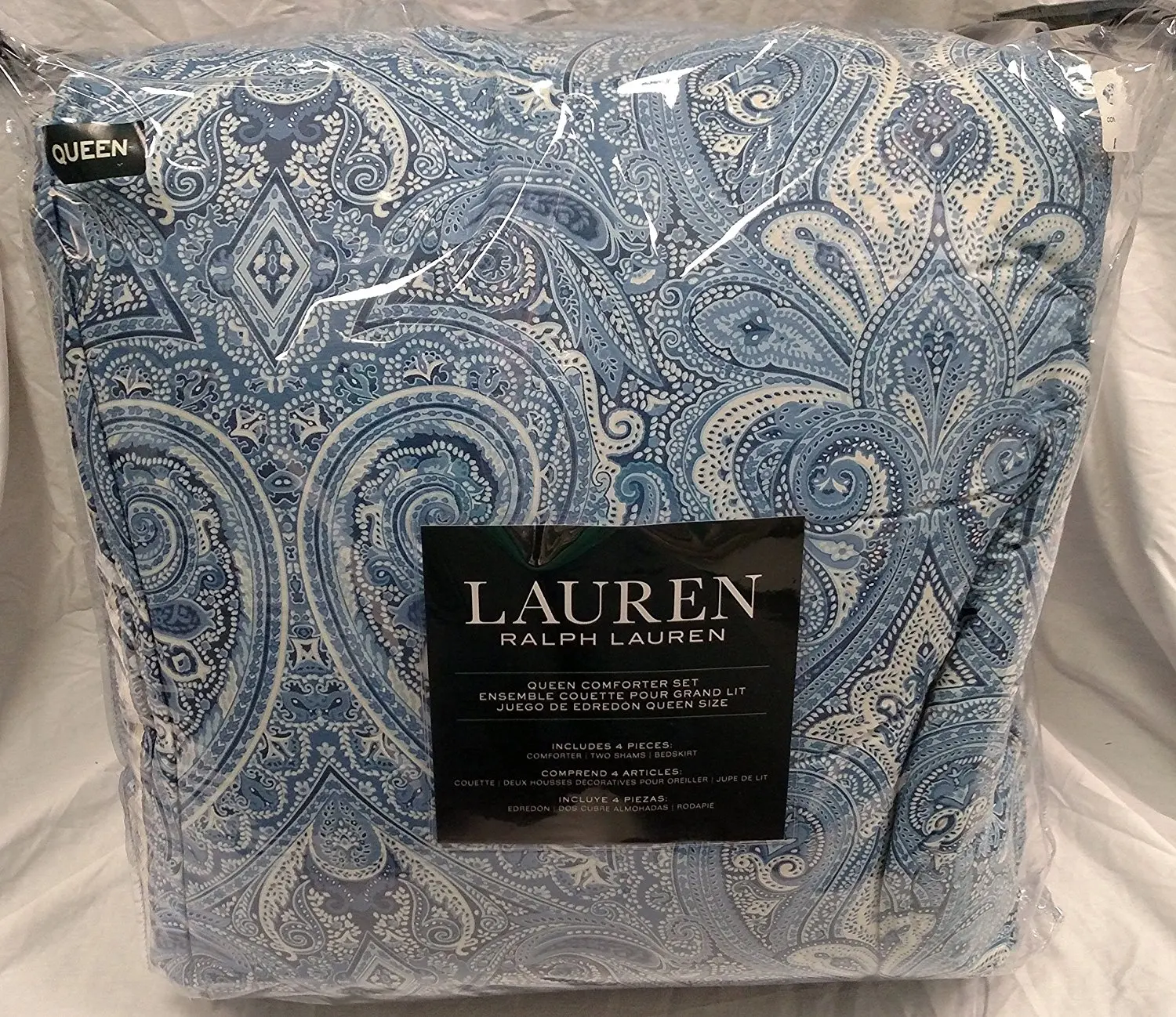 Buy Ralph Lauren Hera Paisley Blue Pastel Queen Comforter 4 pc Set in ...