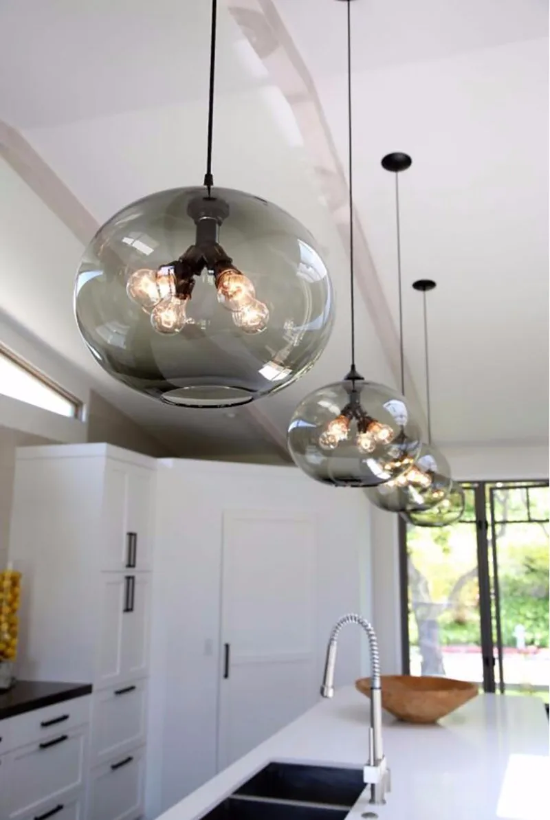 Modern Contemporary Hand Blown Color Glass Ball Led Ceiling Hanging