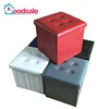 Mixed 5 Color PVC Leather Folding Storage Puff Ottoman Cube Foot Rest Stool,Square Seat Footstool