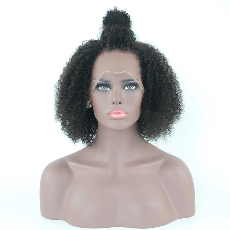 Glueless Braided Afro Kinky Short Wig Curly Full Lace Human Hair Wig 