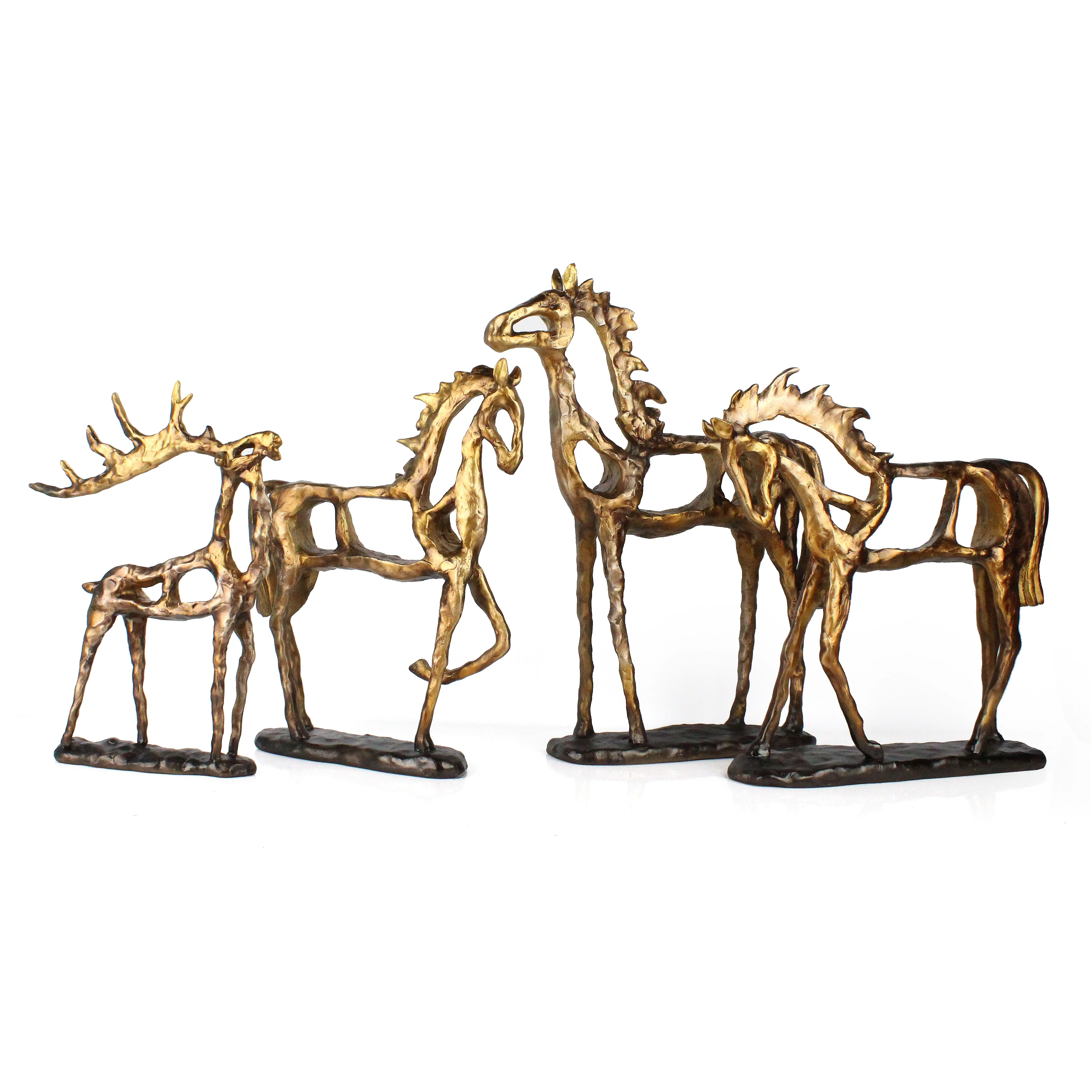 Resin animal sculpture antique gold horse sculpture home decor supplier