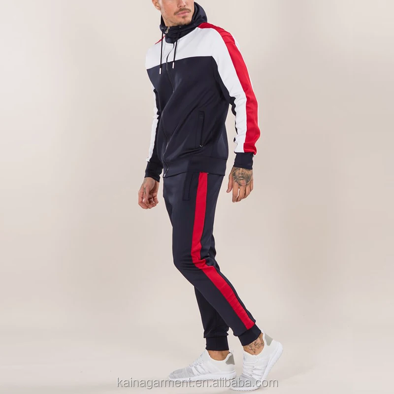 High Quality Tracksuits Red Black Mens Tracksuit Set Custom Sweatsuit ...