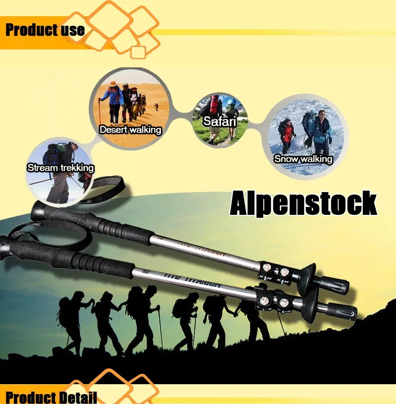 Ultra-light titanium alloy elderly hiking walking stick trekking poles