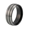 Domed Double Lines Silver Matte Men Women Tungsten Carbide Ring Size 7-12