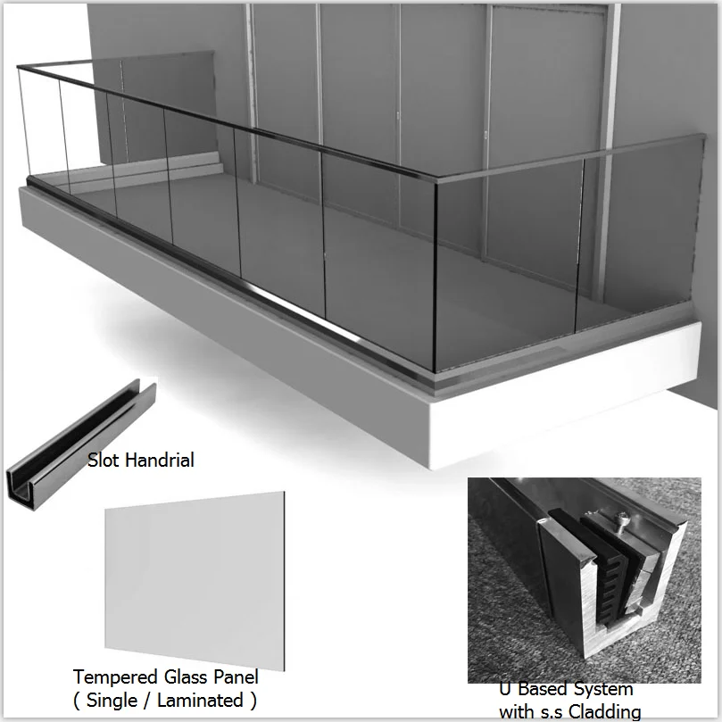 Aluminum Decking Railing Glass Balustrade U Channel Glass Railings For Balcony Buy Glass
