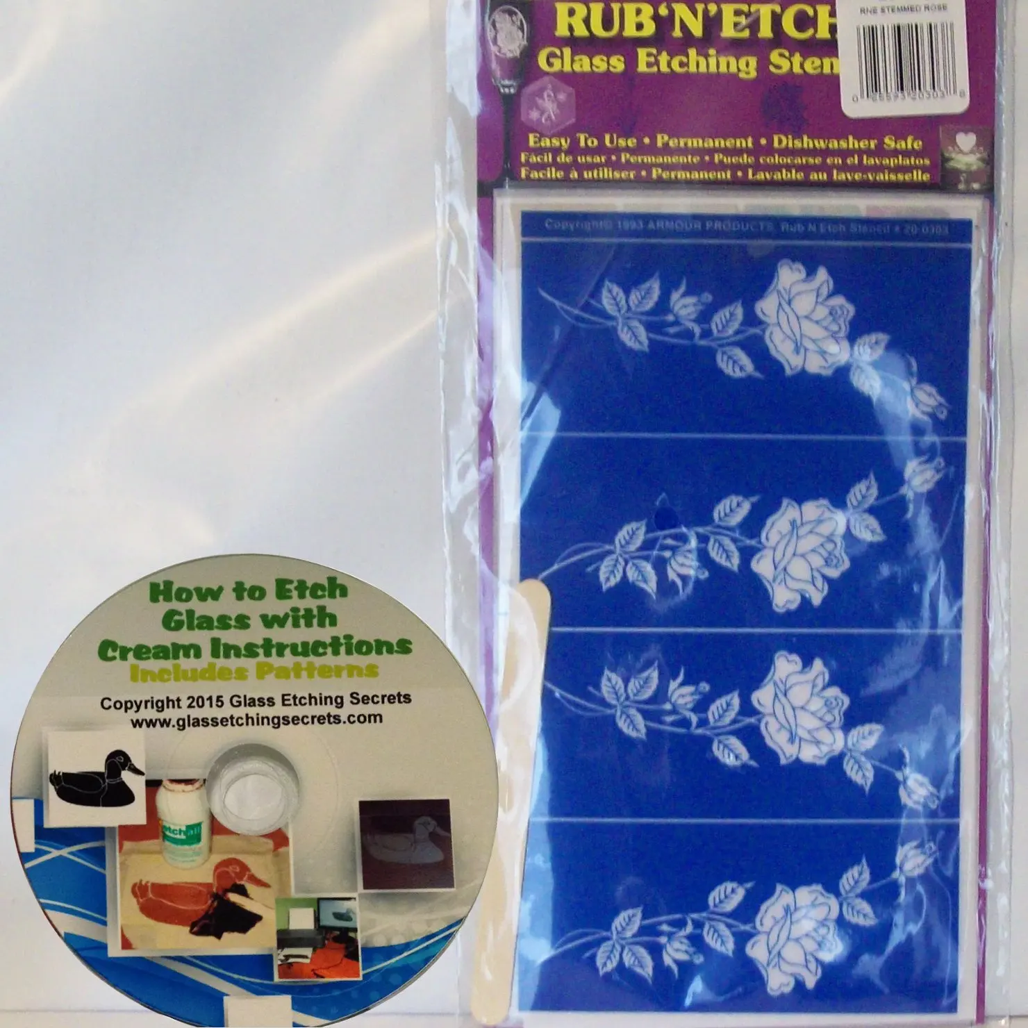 Armour rub rub N etch glass etchg stencils 5 X 8 detailed roses