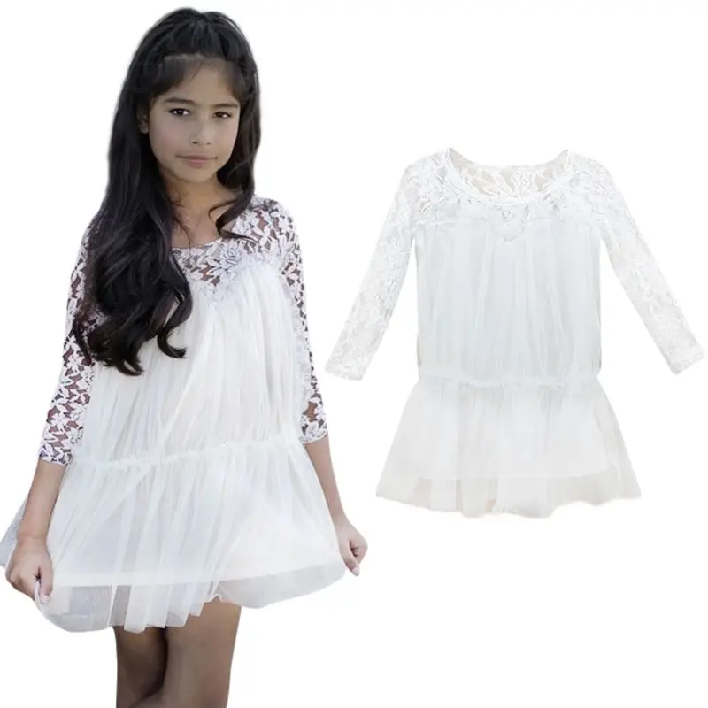Kids Princess Girl Lace font b Fancy b font font b Dress b font Long Sleeve
