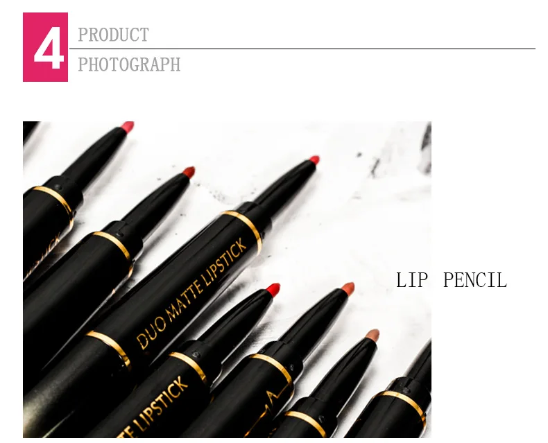 Pudaier 16 Colors 2 In 1 Lip Liner Pencil Lipstick Lip Beauty Makeup Waterproof Double
