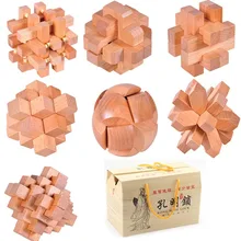 7pcs/lot 3D Eco-friendly import Gamany Beech wood wooden toys IQ brain teaser burr adults puzzles,educational toys