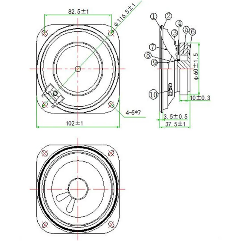 Дб размеры. Динамики 8 ом 10w,6400tslx 01a.